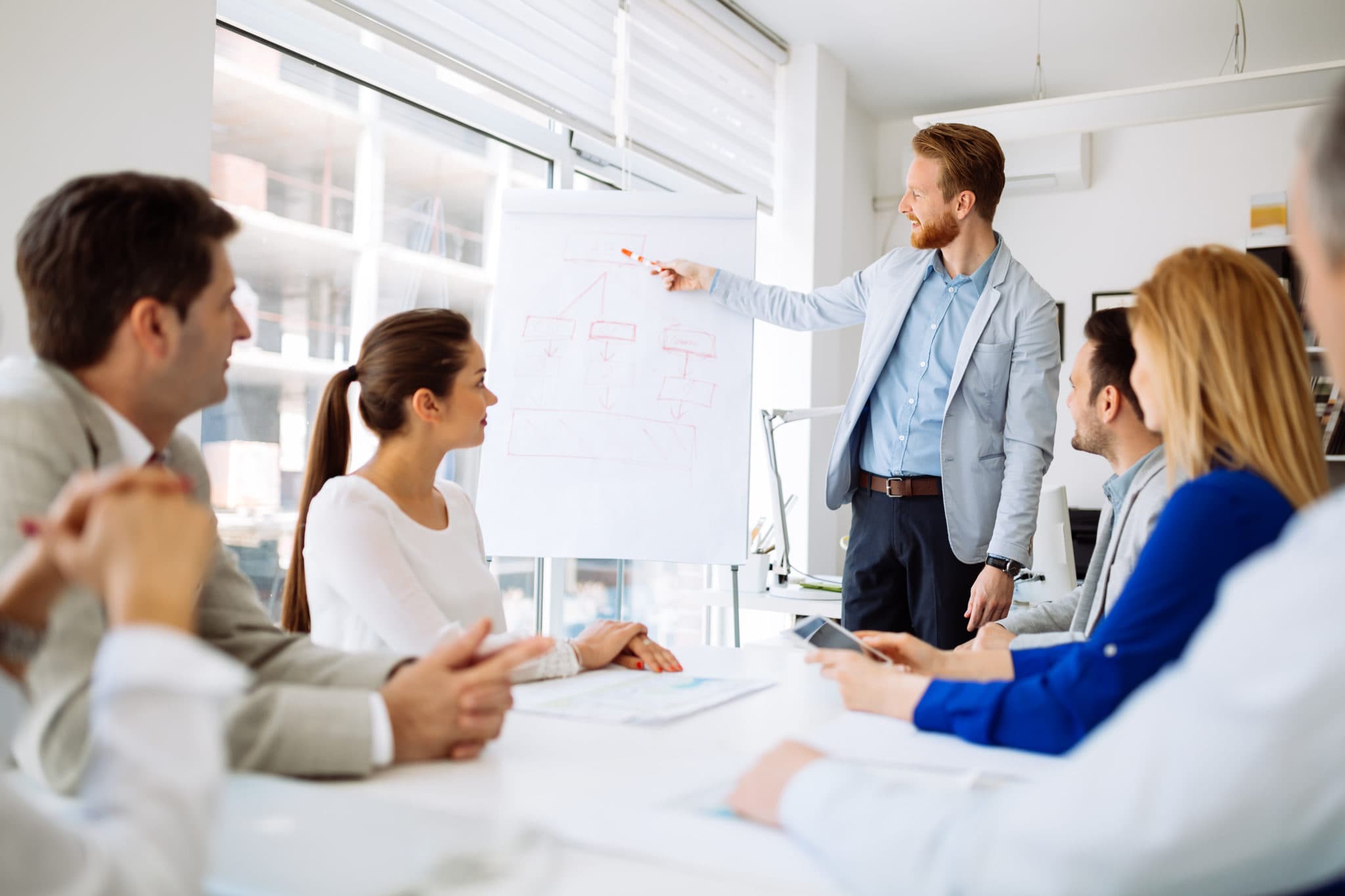 A tutor leading a small group training session
