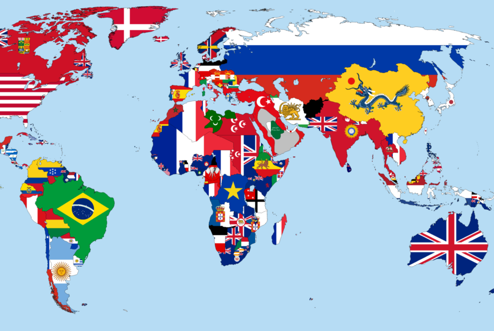 world map with flags