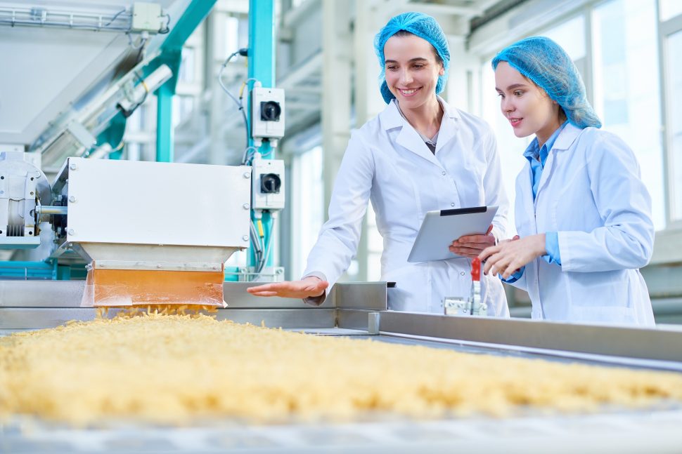 Ladies working on food production line